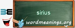 WordMeaning blackboard for sirius